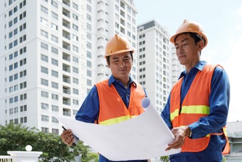 engineers planning work outside