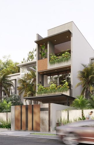 Dự toán chi phí xây nhà cấp 4 chữ L tại Thanh Oai (Tối ưu công năng) 1 nha pho 3 tang hien dai trang nha thanh lich 3