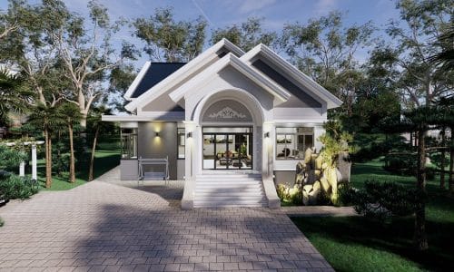 Hướng dẫn cách tính chi phí xây nhà cấp 4 mái Thái đơn giản, chính xác 1 mau nha cap 4 mai thai 3 phong ngu 100m2 dep mau so 2